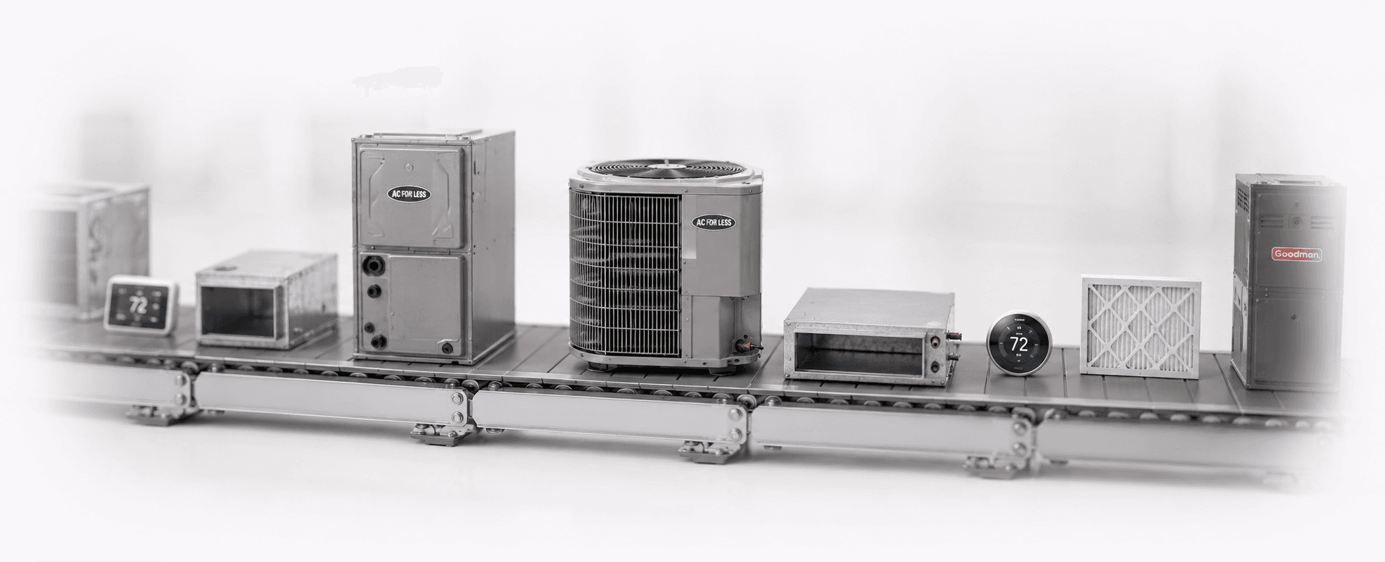 HVAC parts moving across a conveyor line